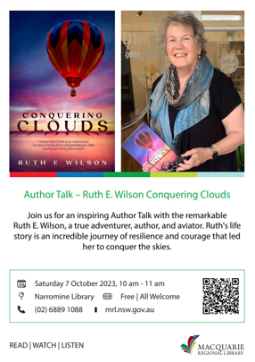 Author Talk at Narromine Library: Ruth E. Wilson Conquering Clouds